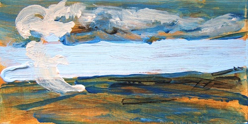 Wind Swept Plume, Halemaumau Crater, 6" x 12", acrylic on paneled paper, 2012, HVNP museum collection.